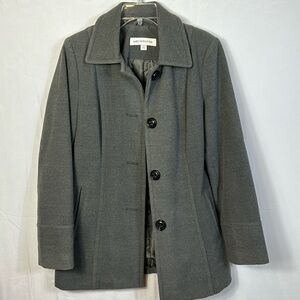 Liz Claiborne Gray Pea Coat Size Medium Excellent Condition Lined 2 Pockets